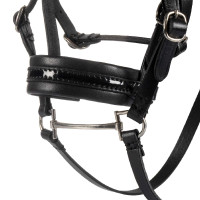 Bridão de couro Equestro para cavalo de brinquedo com tachas prateadas Preto Bridão de couro Equestro para cavalo de brinquedo com tachas prateadas Preto