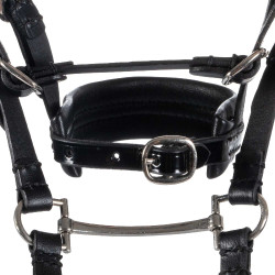 Bridão de couro Equestro para cavalo de brinquedo com tachas prateadas Preto