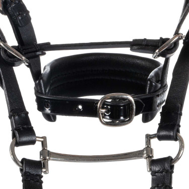 Bridão de couro Equestro para cavalo de brinquedo com tachas prateadas Preto