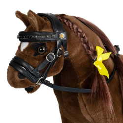 Bridão de couro Equestro para cavalo de brinquedo com tachas prateadas Preto