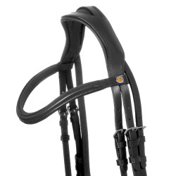 Bridão Equestro com muserola simples e cabeçada larga e curvada Preto