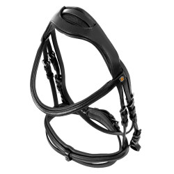 Bridão Equestro com muserola simples e cabeçada larga e curvada Preto