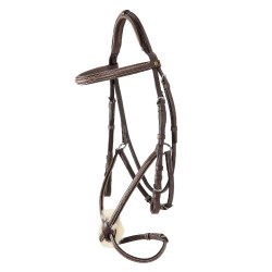 Bridão Equestro com muserola mexicana e lã sintética Castanho escuro