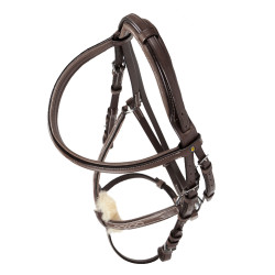 Bridão Equestro com muserola mexicana e lã sintética Castanho escuro