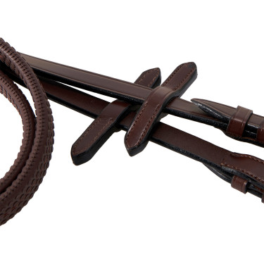 Bridão Equestro com muserola mexicana e lã sintética Castanho escuro