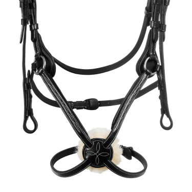 Bridão mexicano Supreme com focinheira anatómica Preto