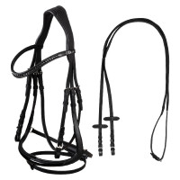 Bridão Supreme Hemelite de dressage com rédeas de borracha Preto