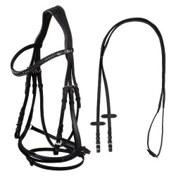 Bridão Supreme Hemelite de dressage com rédeas de borracha Preto