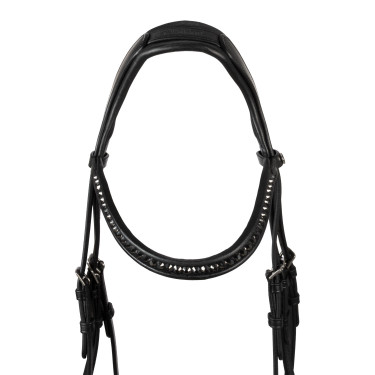 Bridão Supreme Hemelite de dressage com rédeas de borracha Preto