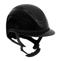 Capacete feminino Equestro Apocalypse com casco brilhante e strass EN 1384-2023 Preto / preto