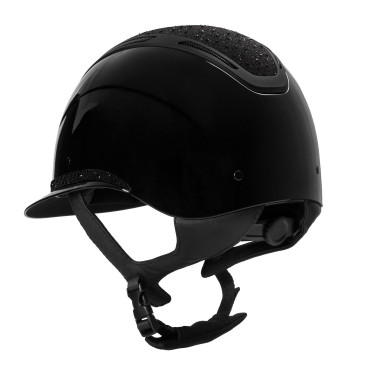 Capacete feminino Equestro Apocalypse com casco brilhante e strass EN 1384-2023 Preto / preto