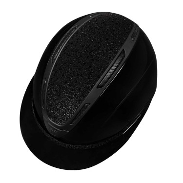 Capacete feminino Equestro Apocalypse com casco brilhante e strass EN 1384-2023 Preto / preto