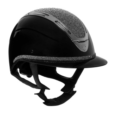 Capacete feminino Equestro Apocalypse com casco brilhante e strass EN 1384-2023 Preto / gunmetal Capacete feminino Equestro Apocalypse com casco brilhante e strass EN 1384-2023 Preto / gunmetal