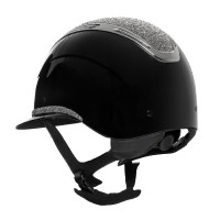 Capacete feminino Equestro Apocalypse com casco brilhante e strass EN 1384-2023 Preto / gunmetal