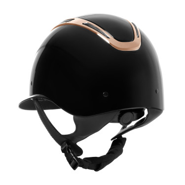 Capacete feminino Equestro Apocalypse com casco brilhante homologado EN 1384-2023 Preto / ouro rosa