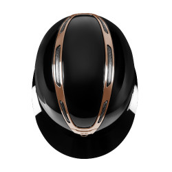Capacete feminino Equestro Apocalypse com casco brilhante homologado EN 1384-2023 Preto / ouro rosa