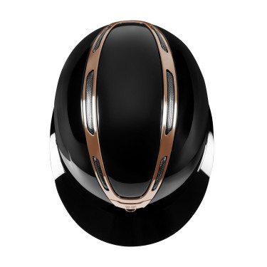 Capacete feminino Equestro Apocalypse com casco brilhante homologado EN 1384-2023 Preto / ouro rosa