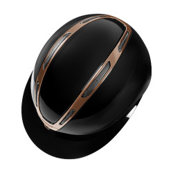 Capacete feminino Equestro Apocalypse com casco brilhante homologado EN 1384-2023 Preto / ouro rosa