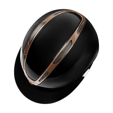 Capacete feminino Equestro Apocalypse com casco brilhante homologado EN 1384-2023 Preto / ouro rosa
