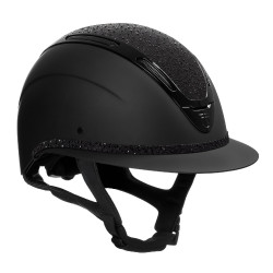 Capacete feminino Equestro Apocalypse, casco fosco com strass EN 1384-2023 Preto / preto