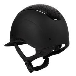 Capacete feminino Equestro Apocalypse, casco fosco com strass EN 1384-2023 Preto / preto