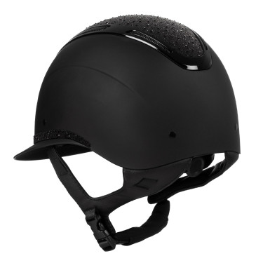 Capacete feminino Equestro Apocalypse, casco fosco com strass EN 1384-2023 Preto / preto