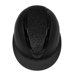 Capacete feminino Equestro Apocalypse, casco fosco com strass EN 1384-2023 Preto / preto