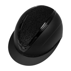 Capacete feminino Equestro Apocalypse, casco fosco com strass EN 1384-2023 Preto / preto