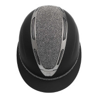 Capacete feminino Equestro Apocalypse, casco fosco com strass EN 1384-2023 Preto / preto