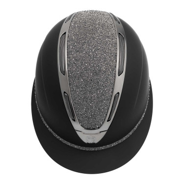 Capacete feminino Equestro Apocalypse, casco fosco com strass EN 1384-2023 Preto / gunmetal Capacete feminino Equestro Apocalypse, casco fosco com strass EN 1384-2023 Preto / gunmetal