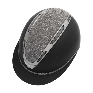 Capacete feminino Equestro Apocalypse, casco fosco com strass EN 1384-2023 Preto / gunmetal Capacete feminino Equestro Apocalypse, casco fosco com strass EN 1384-2023 Preto / gunmetal