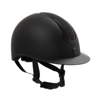 Capacete feminino Equestro Azael Stone com pala larga e strass EN 1384-2023 Preto / preto Capacete feminino Equestro Azael Stone com pala larga e strass EN 1384-2023 Preto / preto