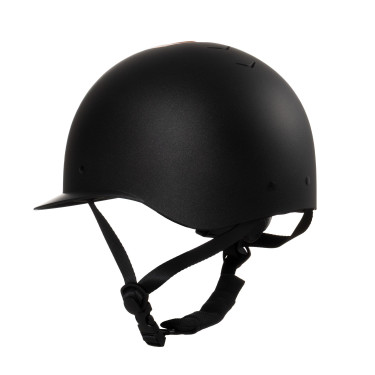 Capacete feminino Equestro com pala larga homologado EN 1384-2023 Preto / ouro rosa