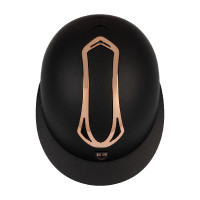 Capacete feminino Equestro com pala larga homologado EN 1384-2023 Preto / ouro rosa