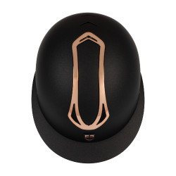 Capacete feminino Equestro com pala larga homologado EN 1384-2023 Preto / ouro rosa