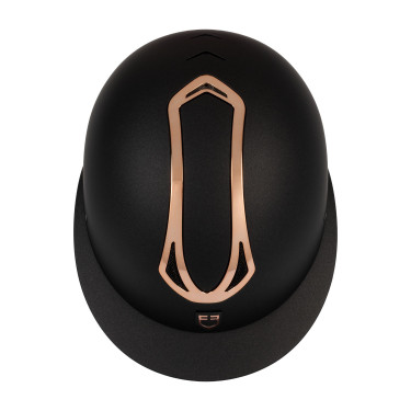 Capacete feminino Equestro com pala larga homologado EN 1384-2023 Preto / ouro rosa