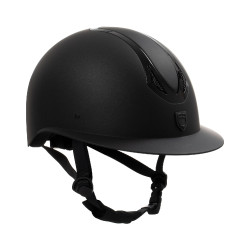 Capacete feminino Equestro com pala larga homologado EN 1384-2023 Preto / preto brilhante