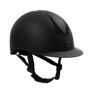 Capacete feminino Equestro com pala larga homologado EN 1384-2023 Preto / preto brilhante