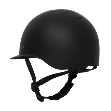 Capacete feminino Equestro com pala larga homologado EN 1384-2023 Preto / preto brilhante