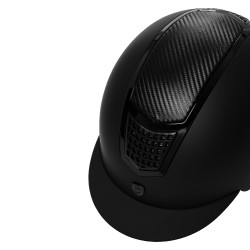 Capacete unissexo Equestro com inserto de carbono e borda brilhante EN 1384-2023 Preto / preto