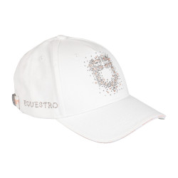 Boné feminino Equestro com logótipo em strass Branco