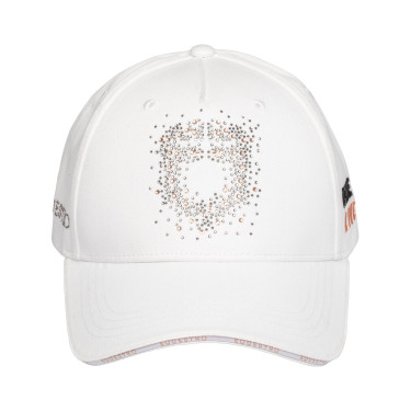 Boné feminino Equestro com logótipo em strass Branco