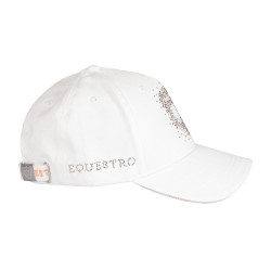 Boné feminino Equestro com logótipo em strass Branco