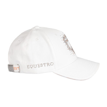 Boné feminino Equestro com logótipo em strass Branco