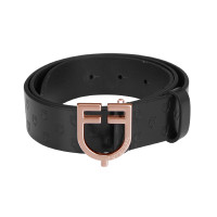 Cinto Equestro de couro preto com fivela rose gold Preto Cinto Equestro de couro preto com fivela rose gold Preto