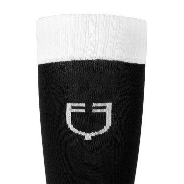Meias unissexo Equestro Basic em tecido técnico Preto / branco