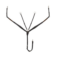 Peitoral Equestro em couro com pesponto decorativo e martingala removível Preto