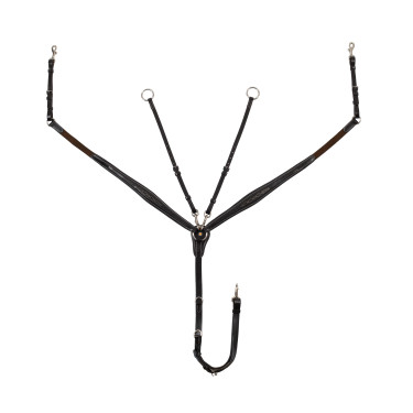 Peitoral Equestro em couro com pesponto decorativo e martingala removível Castanho escuro Peitoral Equestro em couro com pesponto decorativo e martingala removível Castanho escuro
