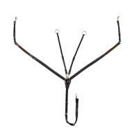 Peitoral Equestro em couro com insertos elásticos e martingale removível Castanho escuro