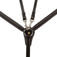 Peitoral Equestro em couro com insertos elásticos e martingale removível Castanho escuro